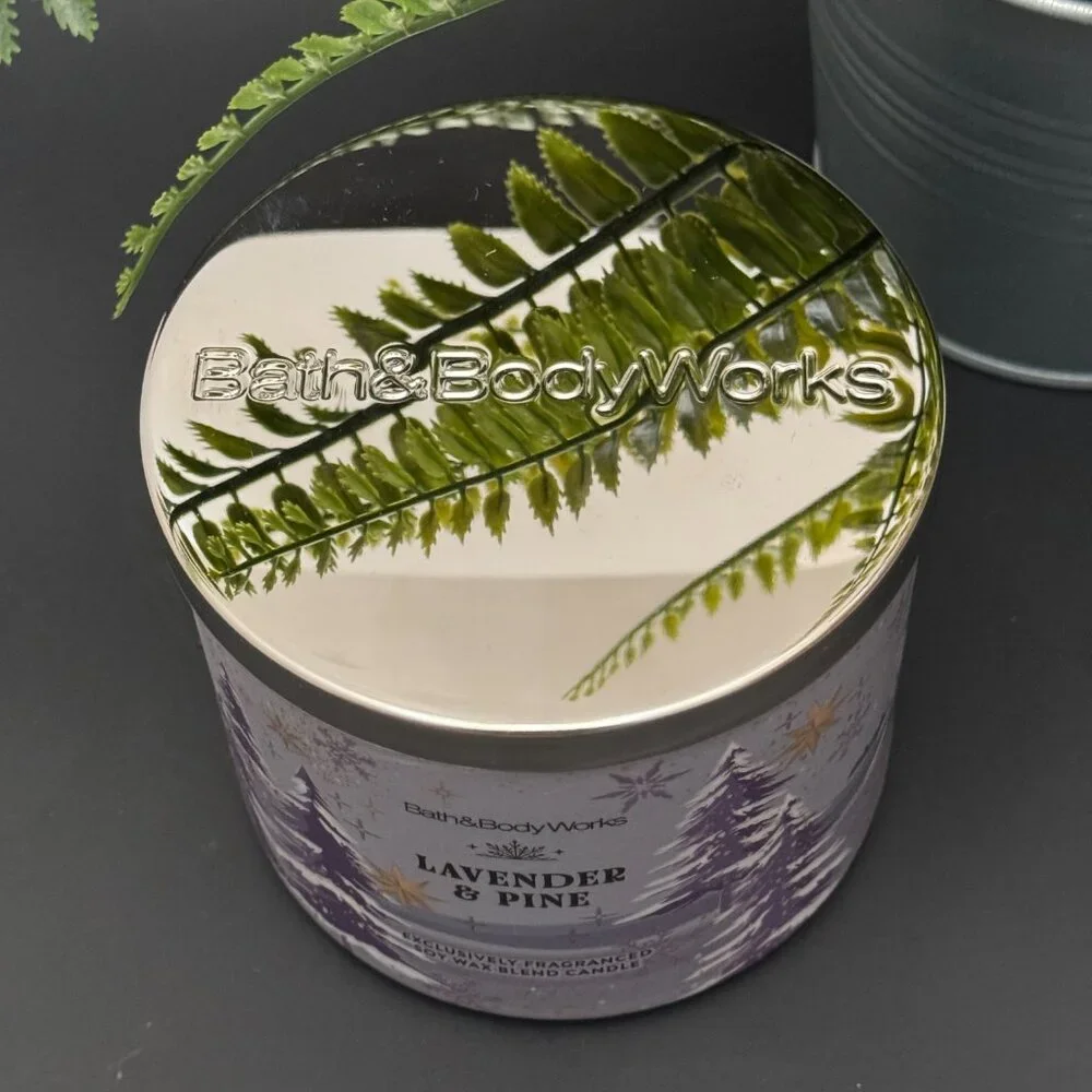 BBW Lavender & Pine Bath & Body Works 3 Wick Candle